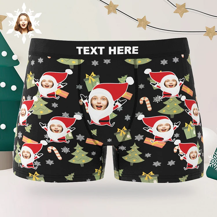 Custom Men's Photo Boxers Personalized Christmas Face Underwear Christmas Gift for Boyfriend