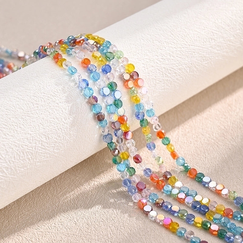 5 Strands/Package 4×2.5mm Hole Under 1mm Glass Electroplate Glass Beads Colorful Simple Candy Beads