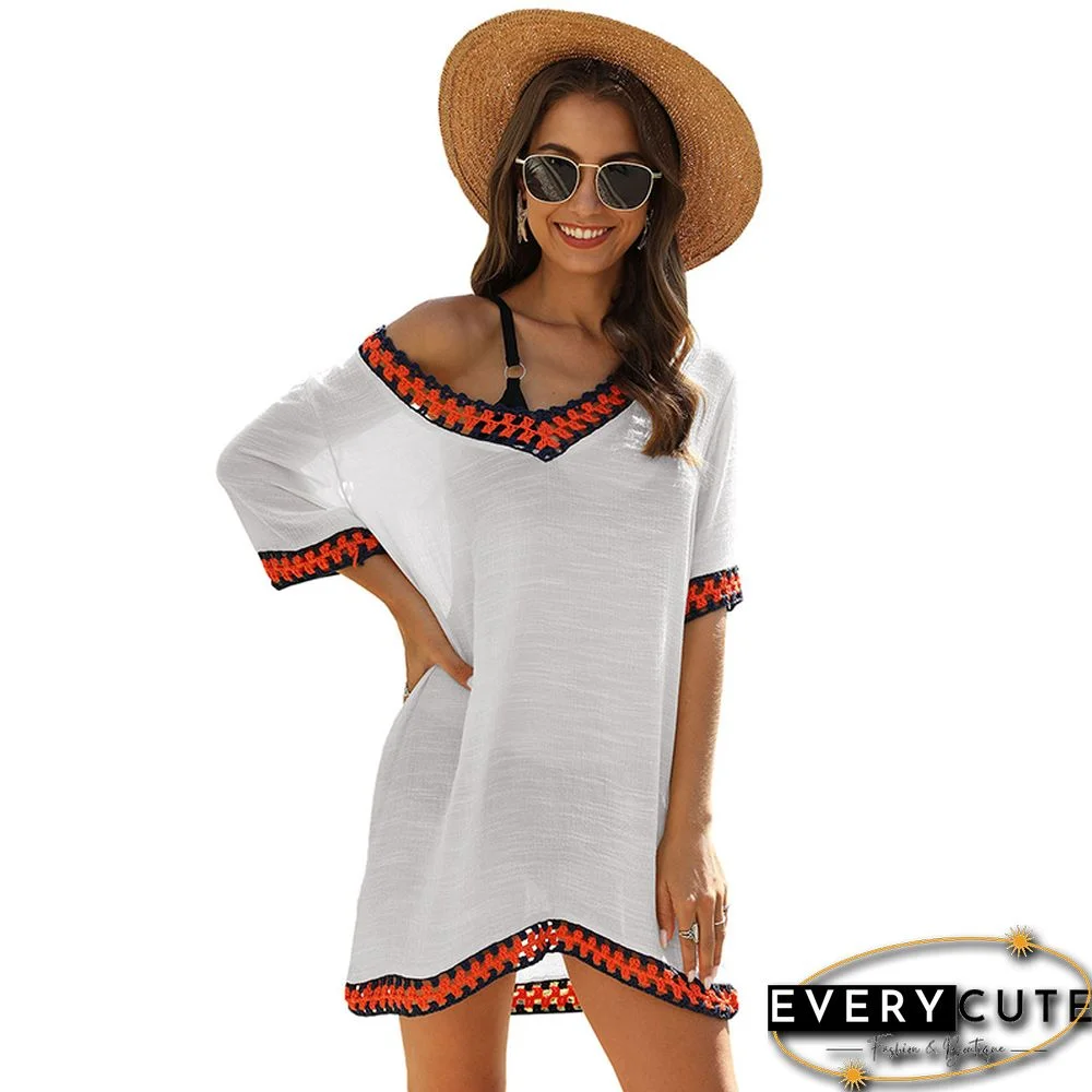 White Crochet Detail Beach Cover Dress