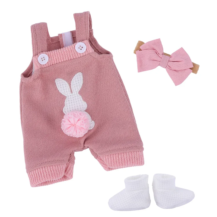 12-inch/16-inch Pink Knitted Bunny Suspender Set