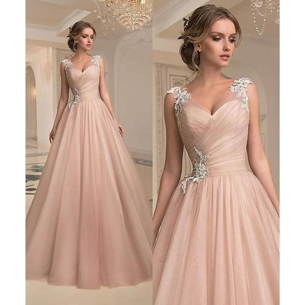 Sweet Girls Sleeveless A-line Wedding Party Dress Guaze Prom Dress Long Evening Dress Plus Size S-5XL - Shop Trendy Women's Fashion | TeeYours