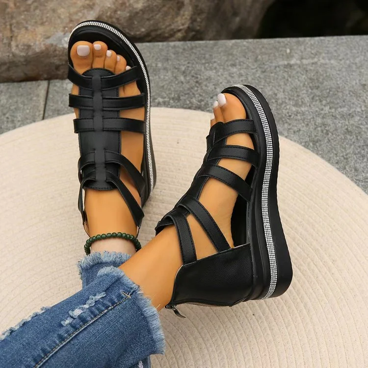 Breakj Breakj Thick-Solled Sandals Women's 2024 Summer New Fashion Romanpoo Heel Women's Shoes 43 Yards
