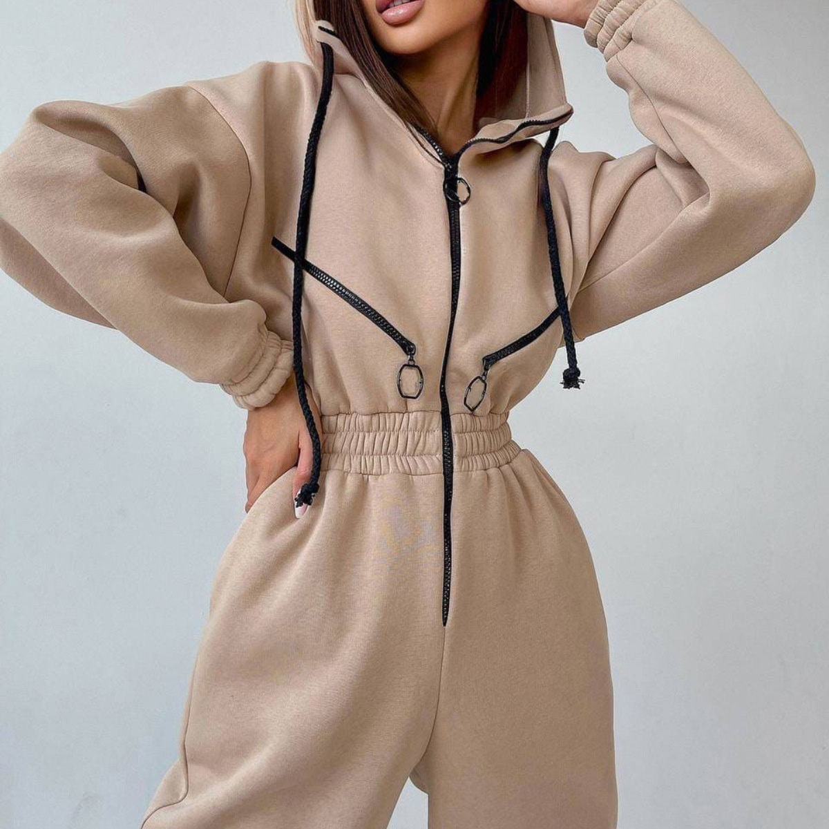 Women's Athletic Hooded Jumpsuit