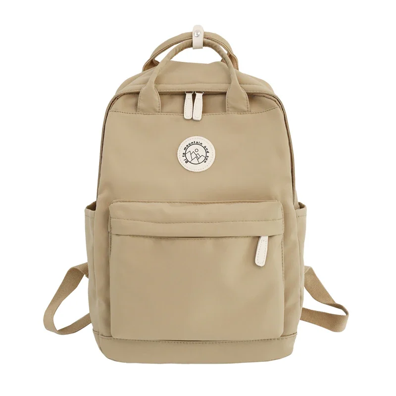 Pongl Original Design Double Shoulder Bag Girl Student Minority Solid Color Schoolbag Large Capacity Waterproof Women Backpack