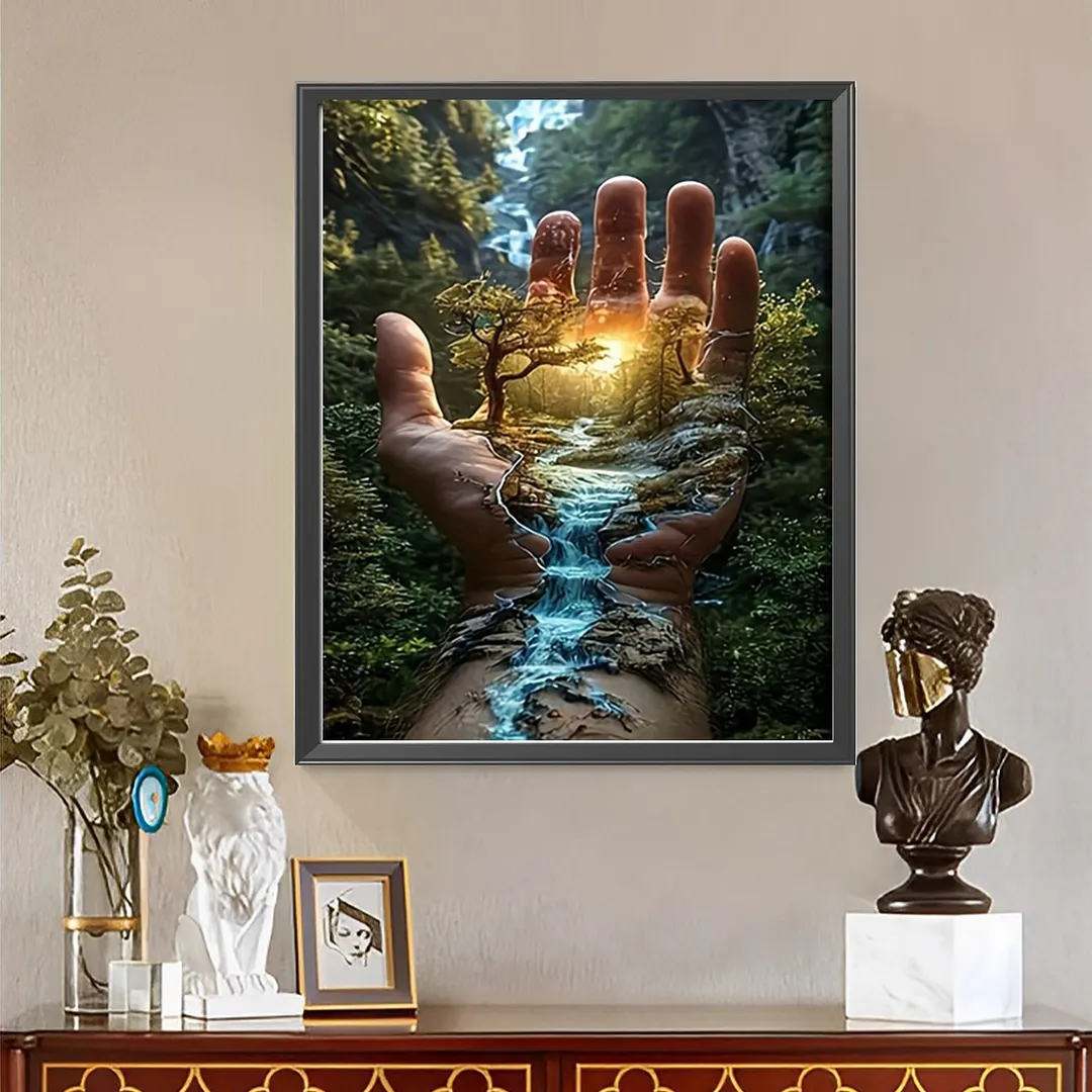 Hand Scenery DIY Paint By Numbers Kit on Canvas 40x50cm Without Frame Paint by Numbers Kits Drawing Paintwork for Beginners Adults Gift Home Wall Decor