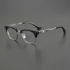Limited edition! Pure titanium medium gold plate retro eyebrow line frame with myopia glasses