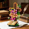 Jesus Cross Flowers Building Blocks Set Building Bricks Kit Construction Bricks Toy Gifts for Anniversaries Valentines Day Halloween