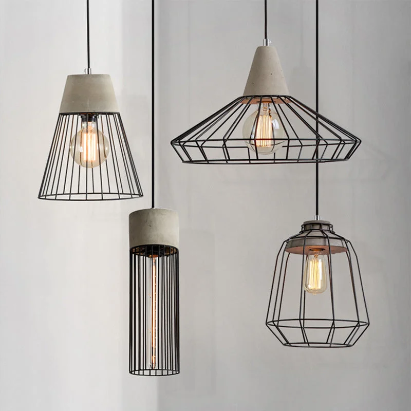 Nordic Iron Cage Chandelier Modern Pendant Light For Living Room