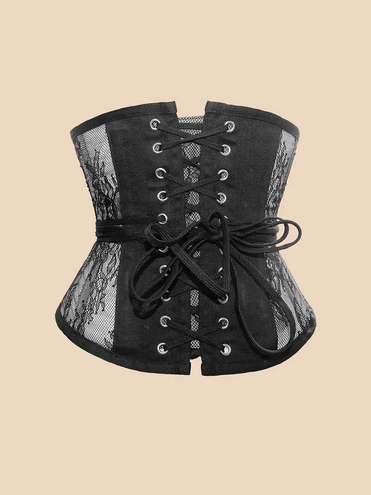 Women's BLACK SATIN COUTURE CORSET