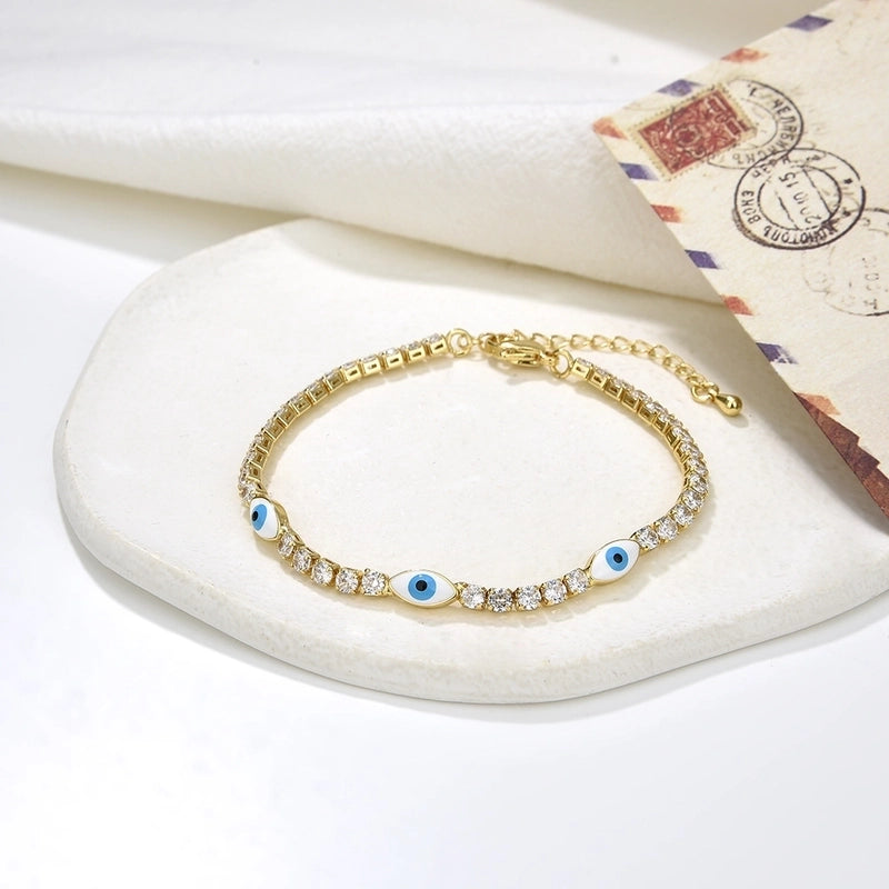 Retro Devil’s Eye Copper Inlay Zircon Bracelets 1 Piece