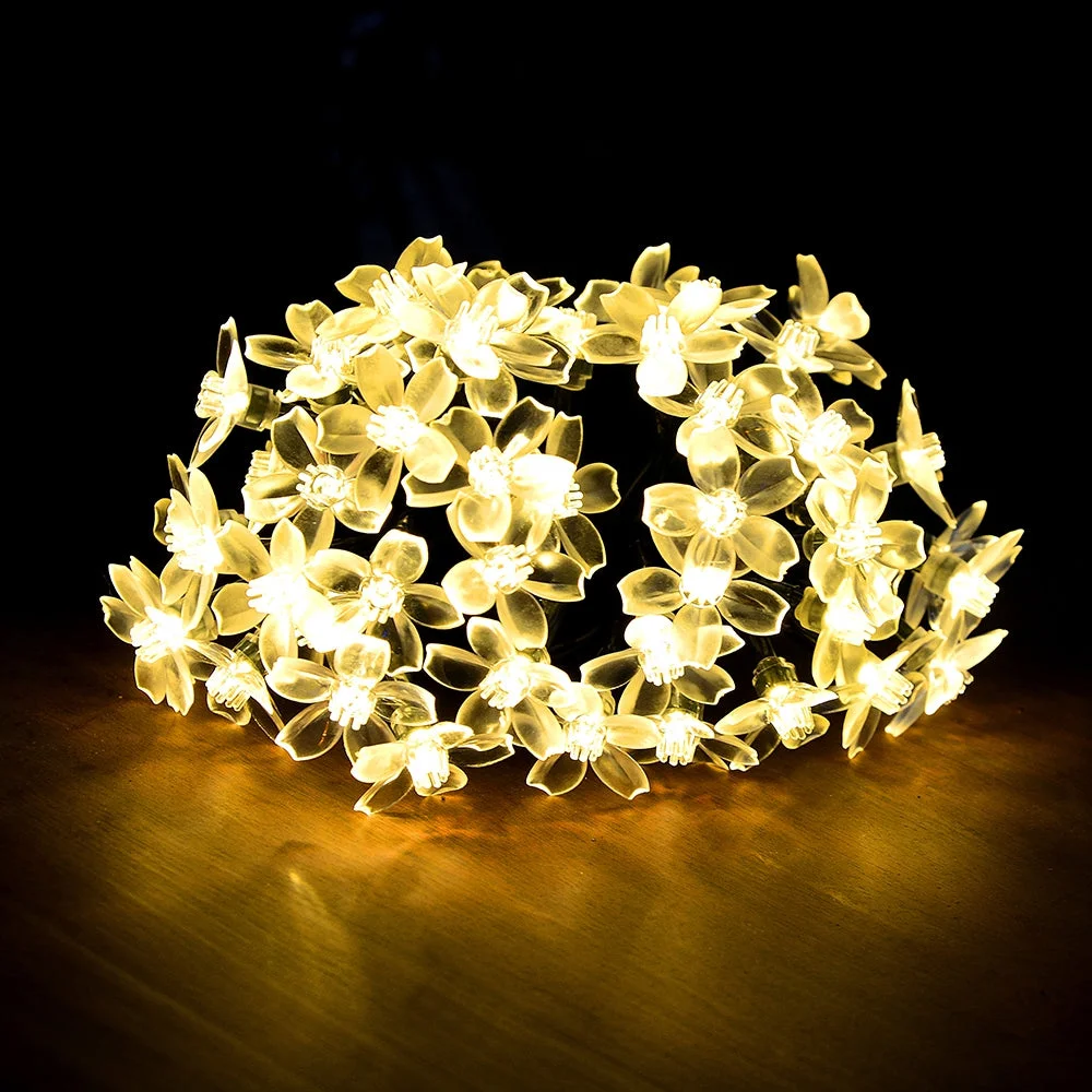 Solar String Lights Outdoor, 23Ft 8Mode Waterproof Flower Garden Blossom Lighting For Home Decoration