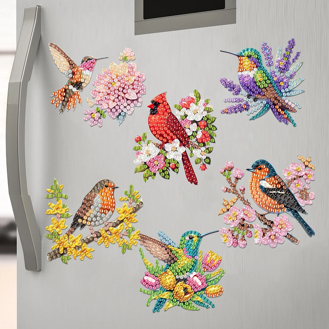 20Pcs Birds And Flowers DIY Diamond Painting Magnets Kits for Beginners Adults