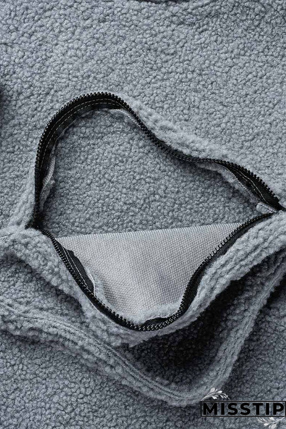 Grey Casual Solid Patchwork Pocket Hooded Collar Tops