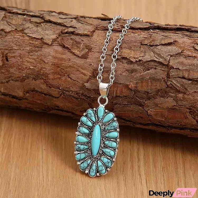 Artificial Turquoise Pendant Alloy Necklace