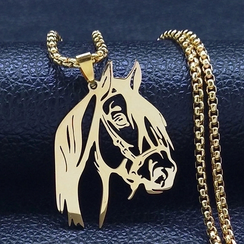 Gothic Punk British Style Animal 304 Stainless Steel Hollow Out Gold Plated Unisex Pendant Necklace