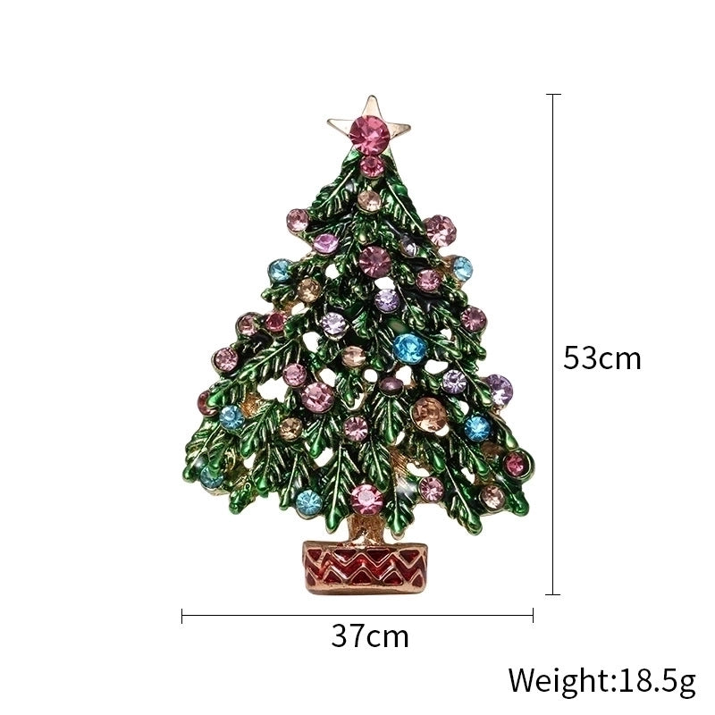 Fashion Pin Christmas Tree Alloy Inlay Rhinestones Women’S Brooches
