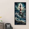 (40*80cm)Lighthouse in the Storm - Round AB Drill Diamond Painting