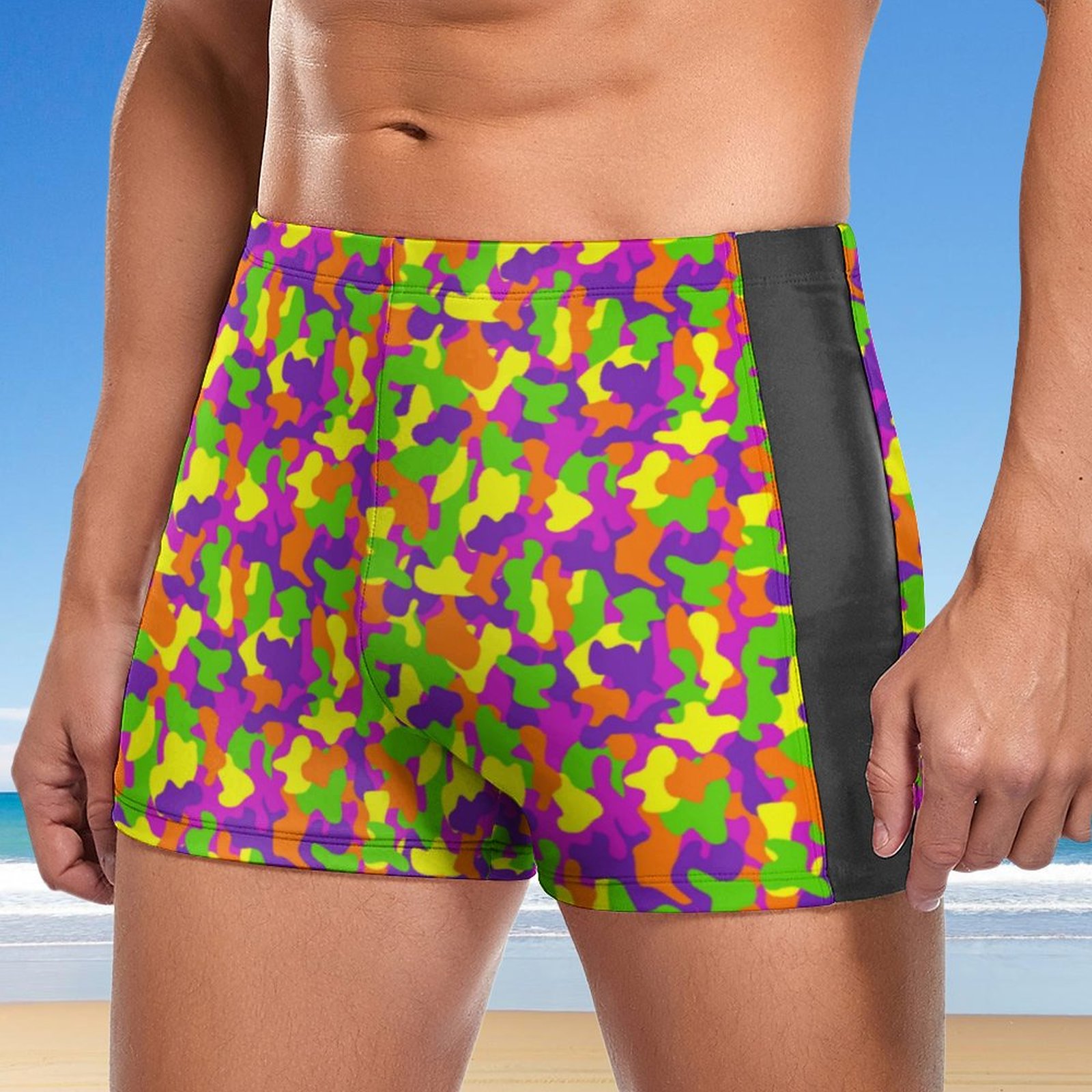 SFNEEWHO Neon Colors Camouflage Swim Brief Square Leg Mens Board Shorts Swimwear Swimsuit 19.99
