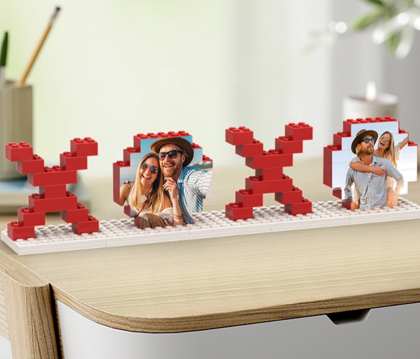 Loveyoufancy Personalised XOXO Puzzles Photo Block Gifts for Lovers