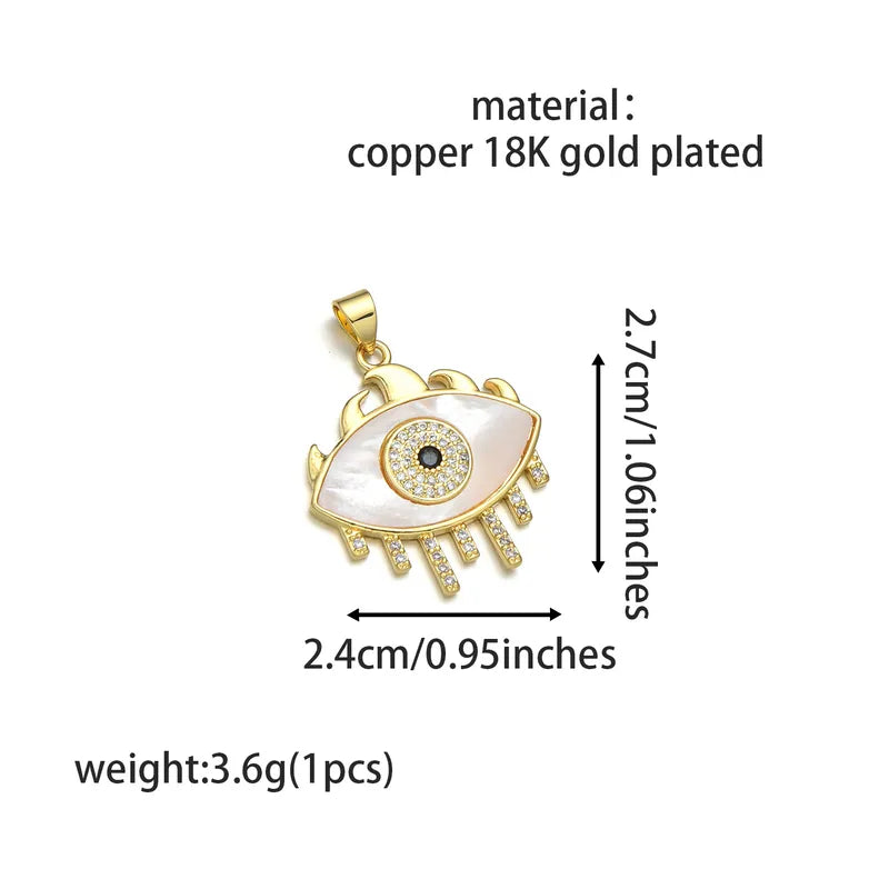 1 Piece 2.2cm*2.5cm 2.4cm*2.9cm Copper Shell Zircon 18K Gold Plated Palm Eye Pendant Jewelry Accessories