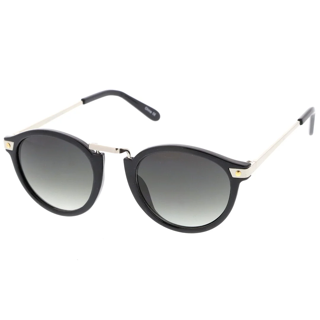 Retro Horn Rimmed Metal Nose Bridge P3 Round glasses 50mm