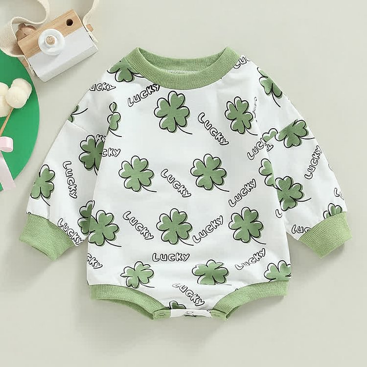 LUCKY Baby Four-leaf Clover Bodysuit