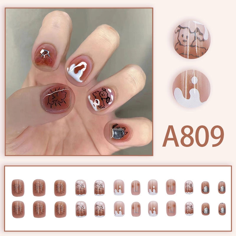 New Popular Simple Wearable Nail Patch 24 Pieces Boxed Pure Desire Style High Sense Factory Direct Sales