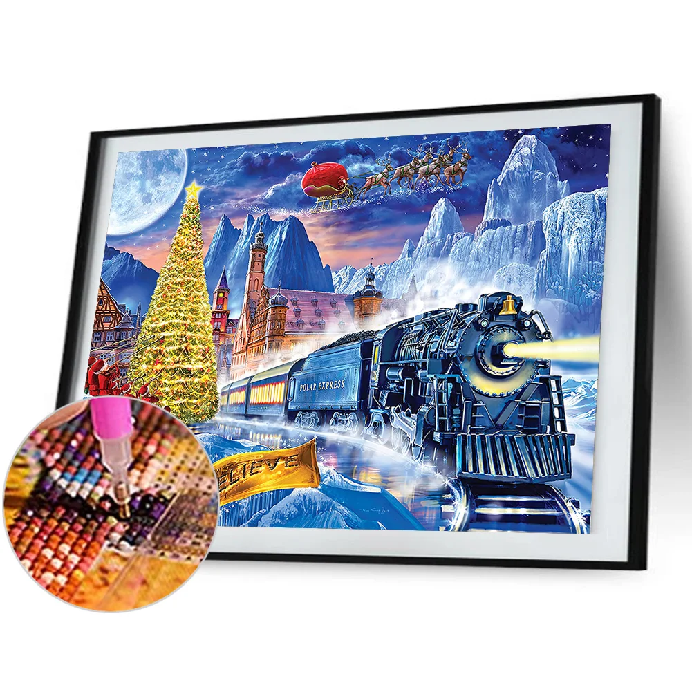 Diamond Painting - Full Round Drill - Christmas Train(50*40cm)