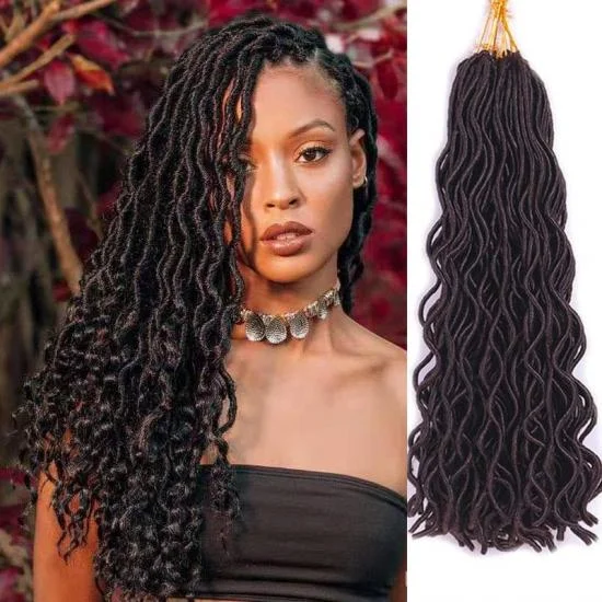  YVONNE 22 Inch Faux Locs Curly Wavy Crochet Synthetic fiber Braiding Hair Extensions 