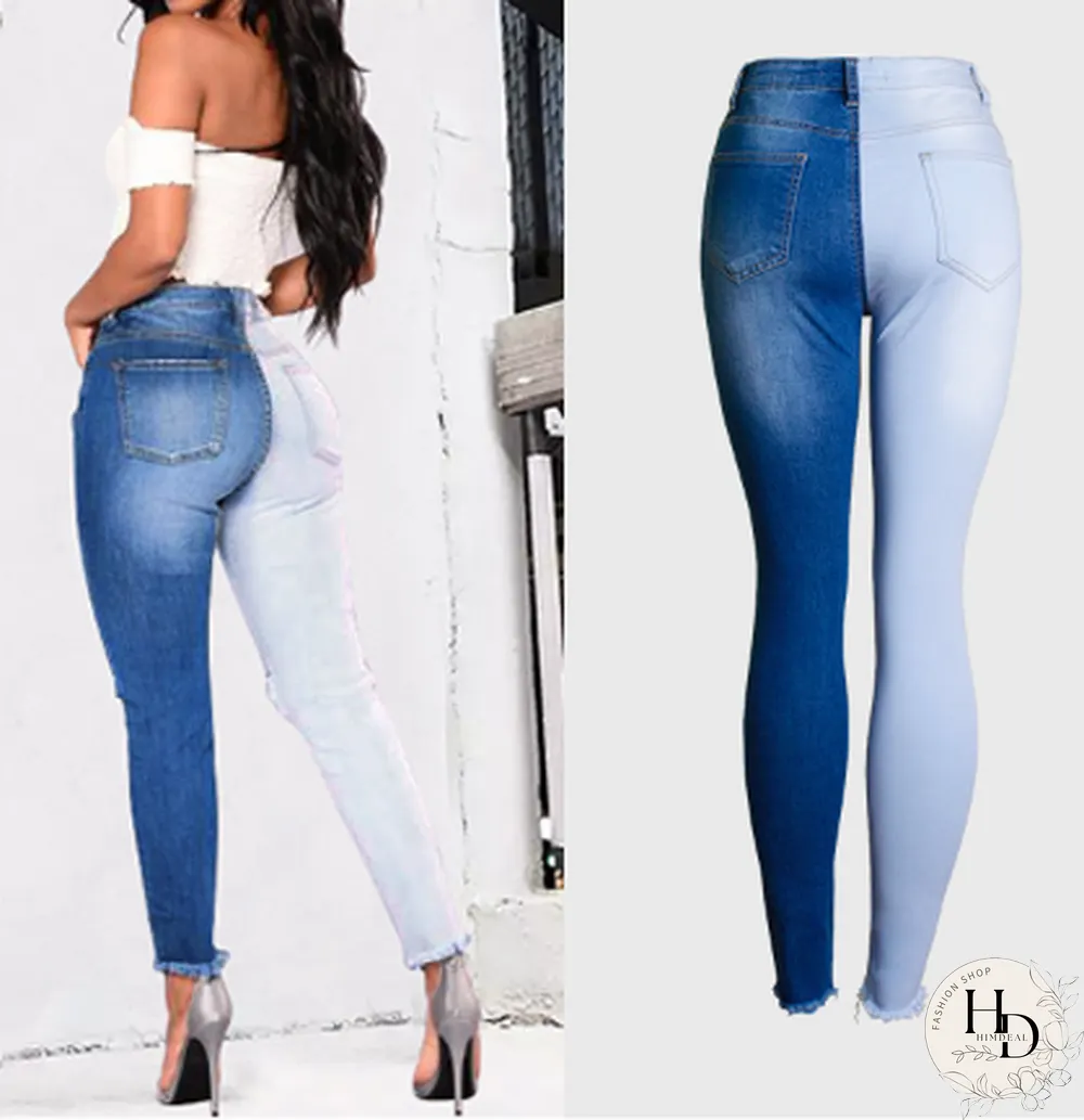 Fashion-Spring And Summer Hot Selling Small Leg Pants Broken Holes Stretch Slim Body