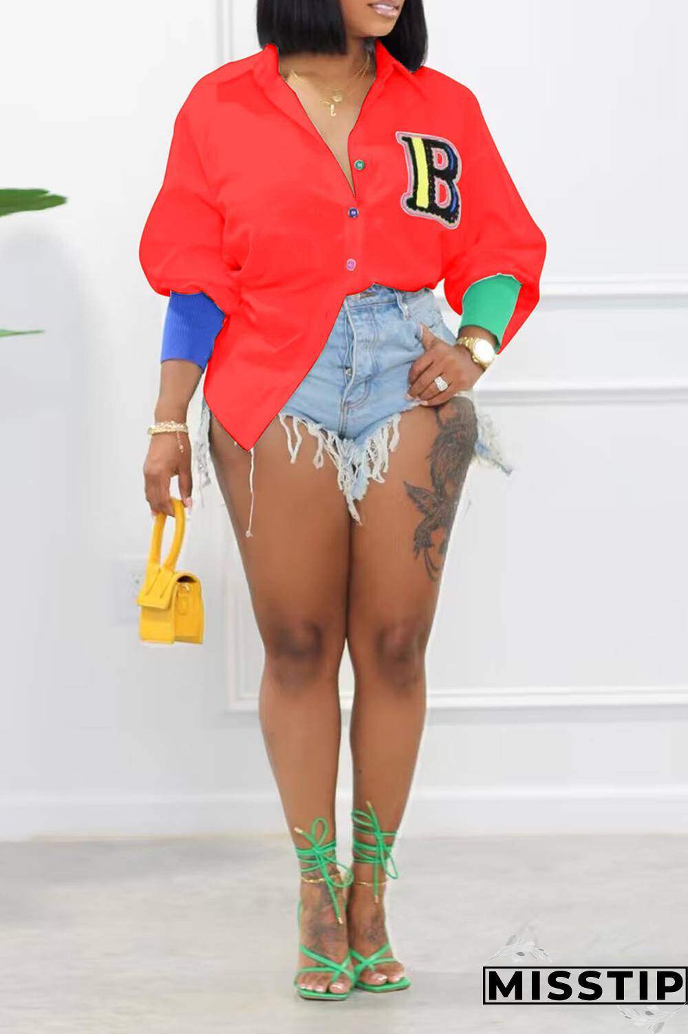 Black Casual Print Patchwork Turndown Collar Shirt Dress Dresses