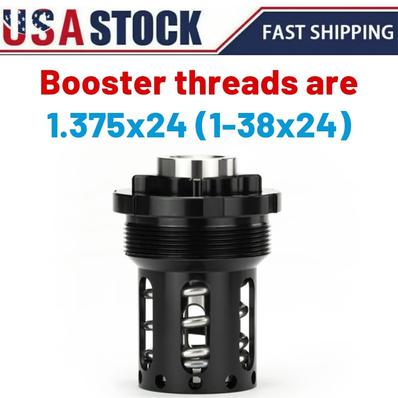 1/2x28 or 5/8x24 9mm Cal 2.15''L Aluminum Booster Kit Internal Stainless Steel Spring for 1.375x24 Omega Hybrid Solvent Trap