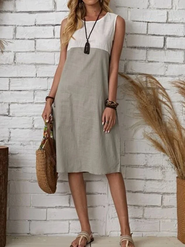 Crew Neck Vacation Short Sleeve Woven Dress