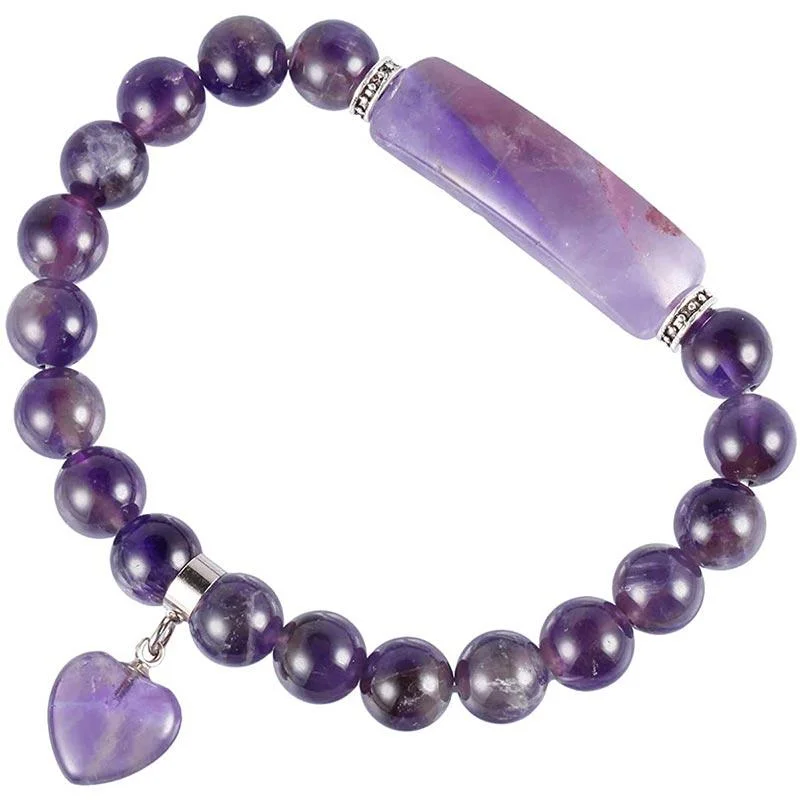 Natural Quartz Love Heart Healing Beads Bracelet