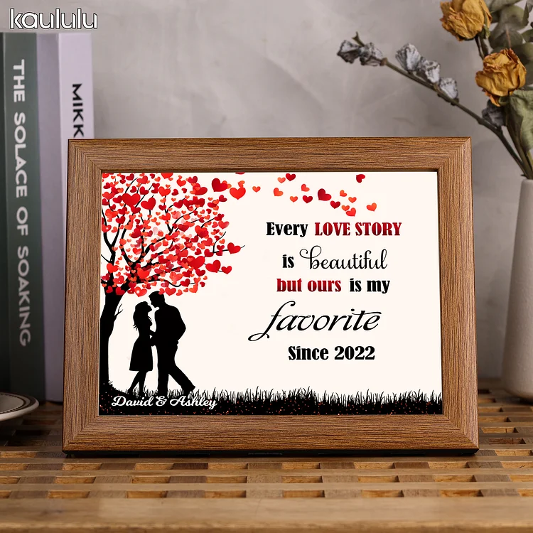 Personalized Couple Name Wooden Frame Custom Date Anniversary Gift For Couple
