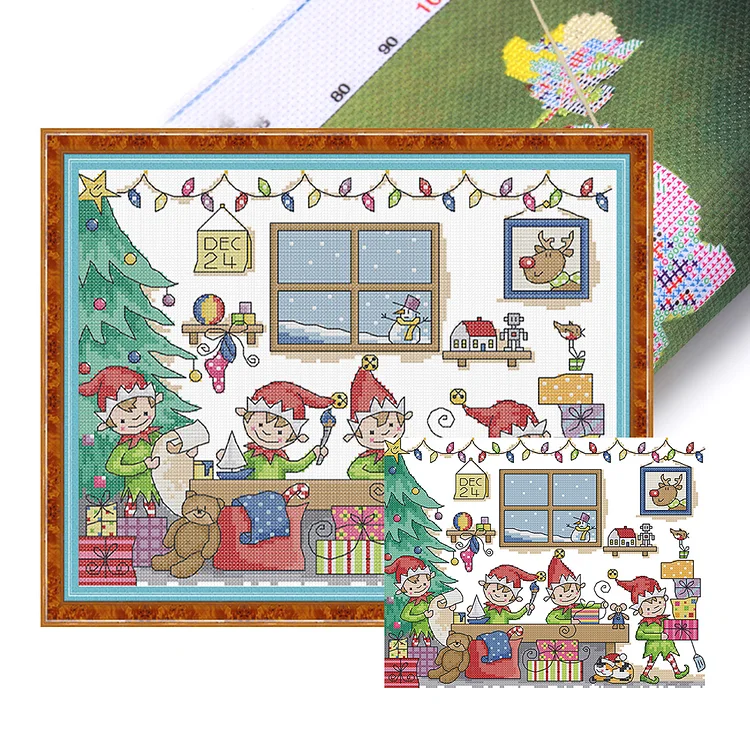 【Joy Sunday Brand】Playing with toys together 33*27cm 14CT Stamped Canvas Cross Stitch gbfke