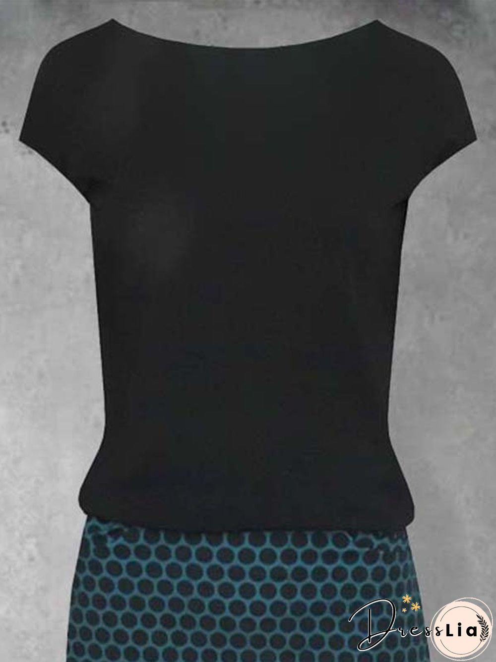 Crew Neck Polka Dots Short Sleeve Casual Knitting Dress