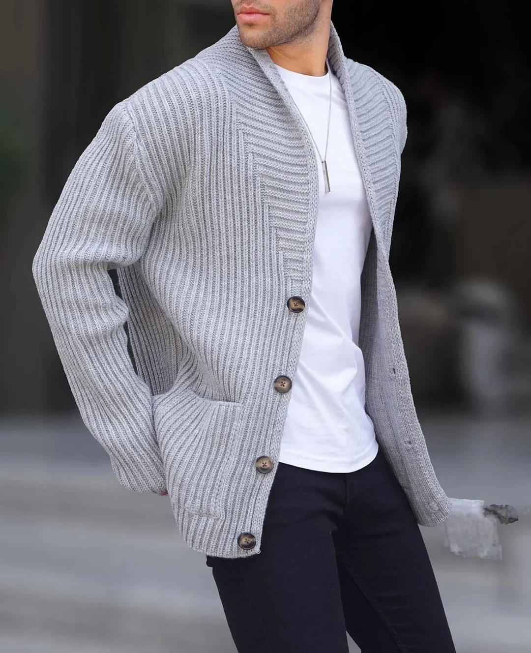 Wongn Wongn Men's New Cardigan Sweater Autumn And Winter Men's Long Sleeve Knit Sweater Men's Coat