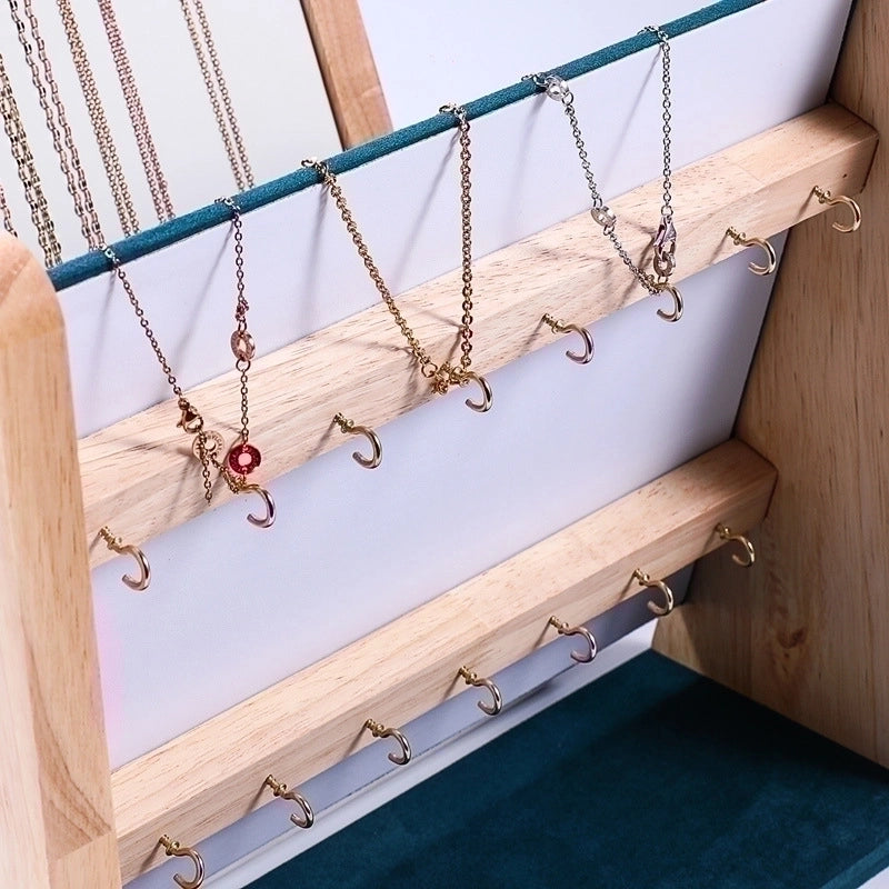Minimalist Classic Style Color Block Wood Jewelry Rack