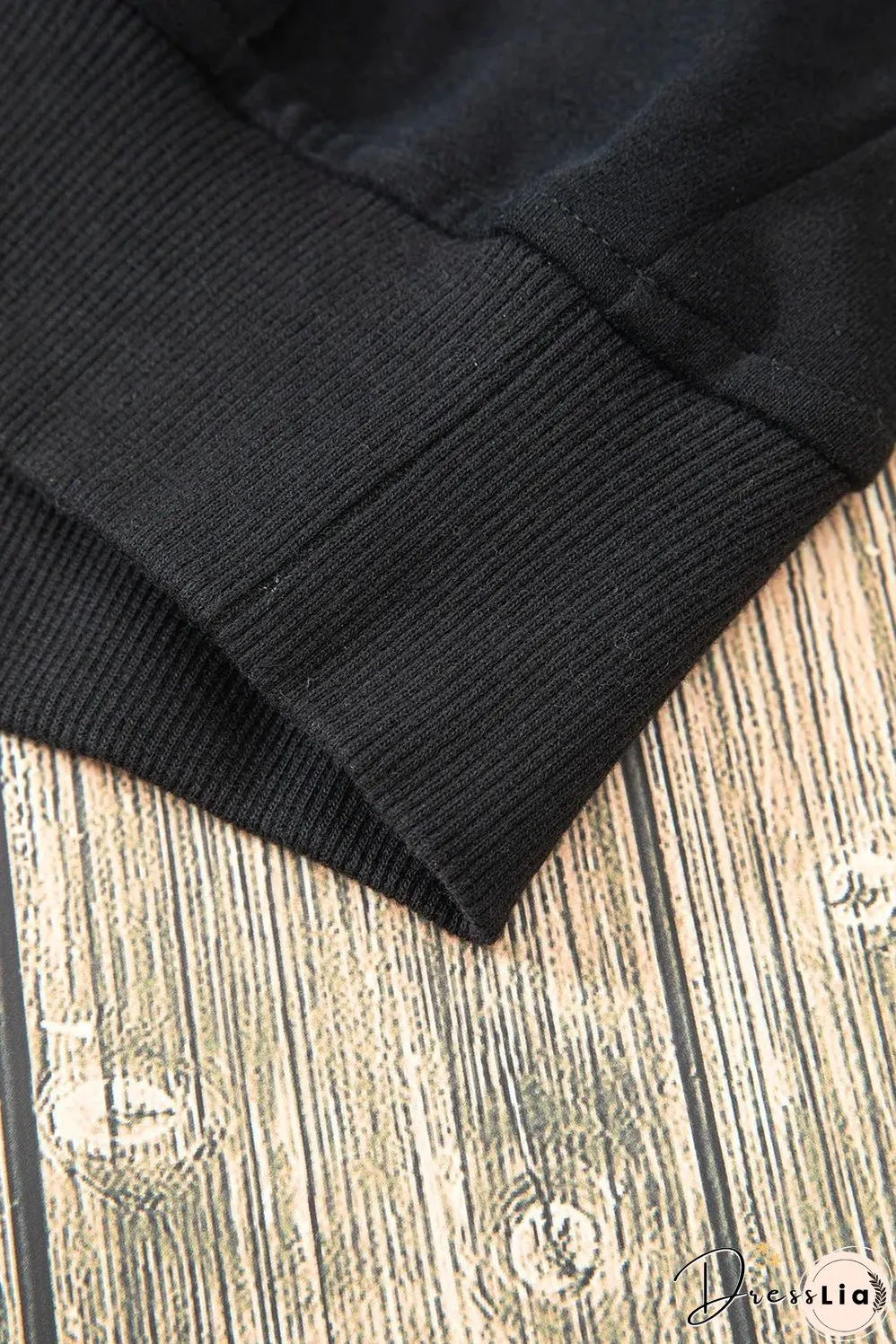 Black Quarter Zip Stand Neck Kangaroo Pocket Sweatshirt