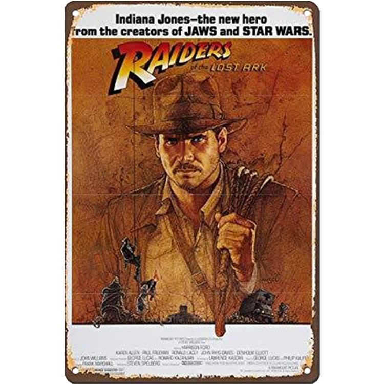 1981 Indiana Jones Raiders of the Lost Ark Film Film - Enseigne Vintage Métallique/Enseignes en bois - 20*30cm/30*40cm