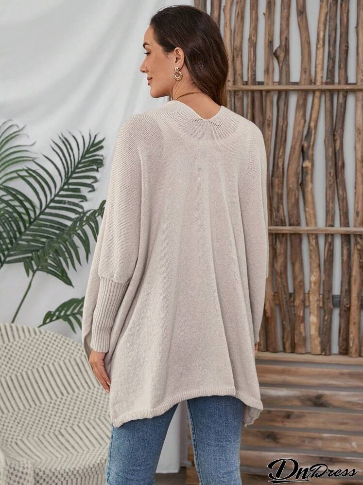 Women's Solid Color Minimalist Long Sleeve Open Front Cardigan, Casual Daily Wear