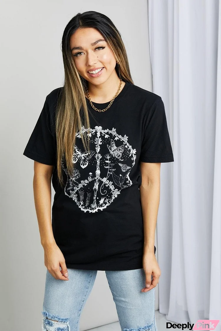 mineB Full Size Butterfly Graphic Tee Shirt