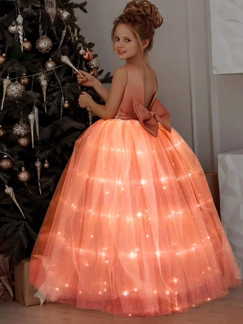 Princess Pageant Dress Light Up Flower Girls Ball Gowns