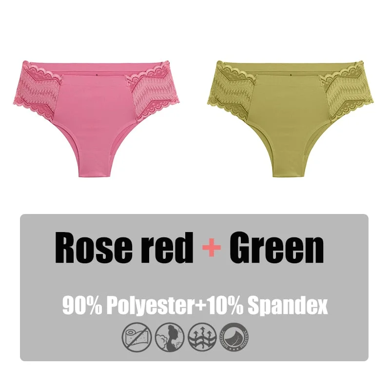 2PCS/Set Women Panties Lace Underwear Briefs Seamless Panties Sexy Lingerie for Female Intimates Underpants Floral Lace Pantys