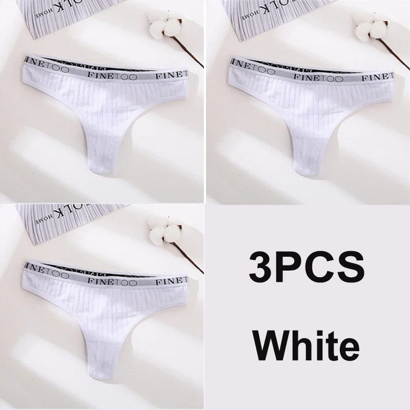 3PCS/Set Cotton Panties Female Underpants Sexy G-string Women Panties Underwear Solid Color Intimates Lingerie Thong Pantys