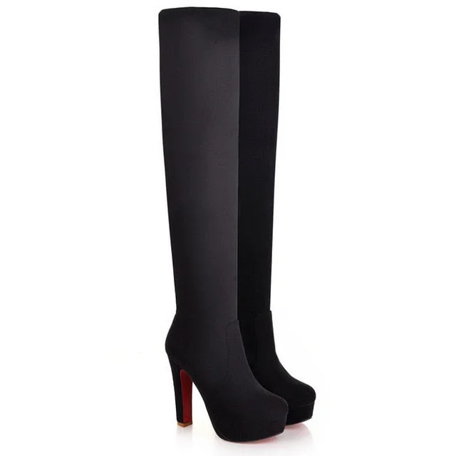 New Sexy Over-the-knee Boots Warm Women Boots Platform Women Shoes High Heels Slim Thigh High Boots Female Winter Boots Size 43