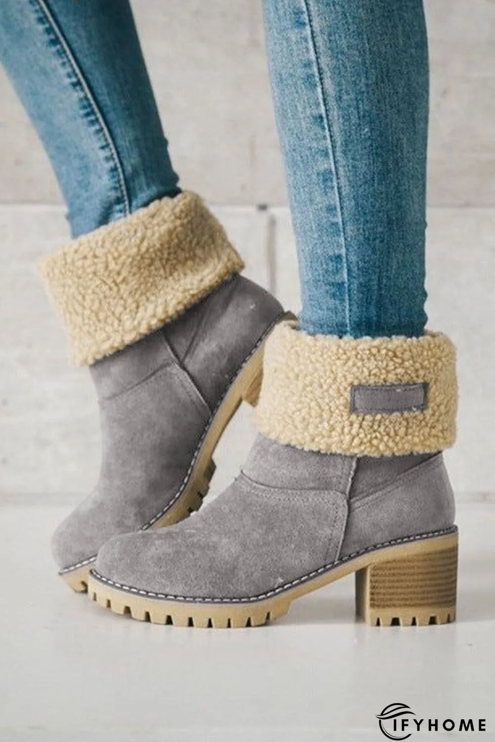 Gray Winter Fleece Lined Boots | IFYHOME