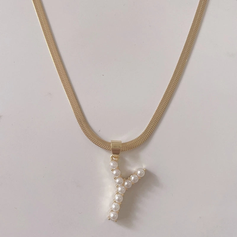 Elegant Luxurious Classic Style Letter Copper 14k Gold Plated Artificial Pearls Pendant Necklace In Bulk