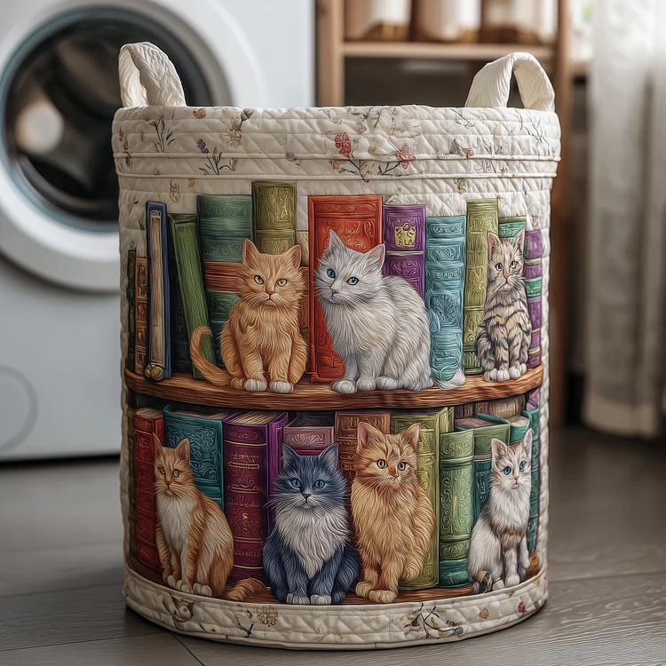 Purrfect Pages Quilted Laundry Basket GFTOTP11625